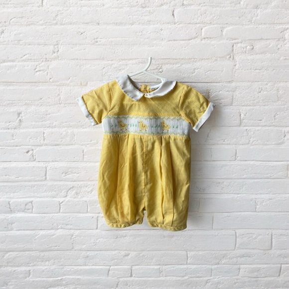 Royal Child // Yellow Baby Romper with Duck Embroidery - Picture 1 of 5